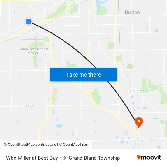 Wbd Miller at Best Buy to Grand Blanc Township map