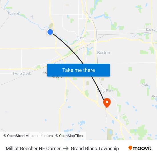 Mill at Beecher NE Corner to Grand Blanc Township map