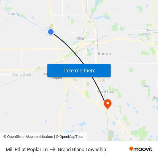 Mill Rd at Poplar Ln to Grand Blanc Township map