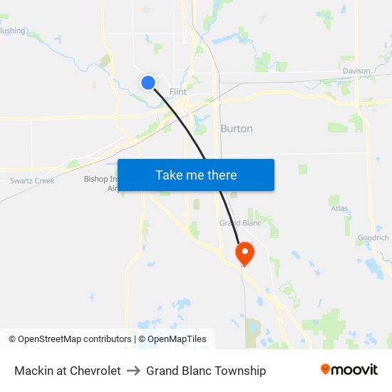 Mackin at Chevrolet to Grand Blanc Township map