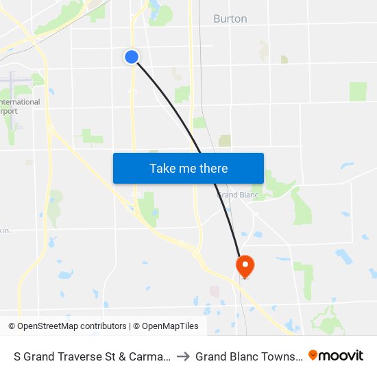 S Grand Traverse St & Carman St to Grand Blanc Township map