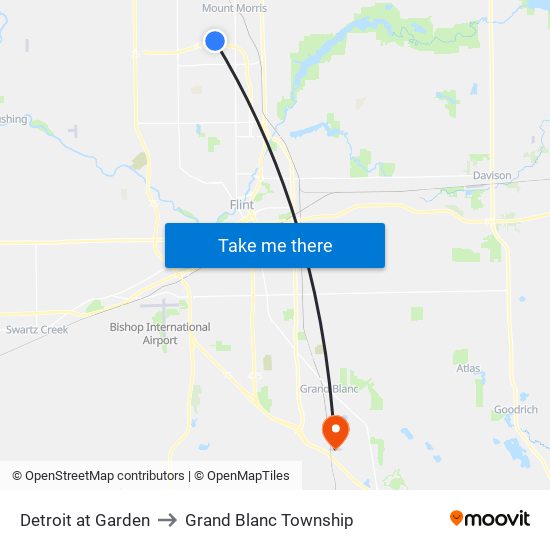 Detroit at Garden to Grand Blanc Township map
