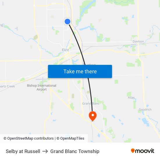 Selby at Russell to Grand Blanc Township map