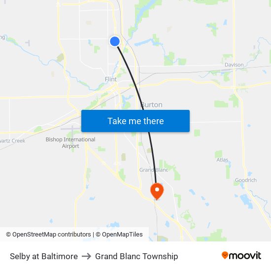Selby at Baltimore to Grand Blanc Township map