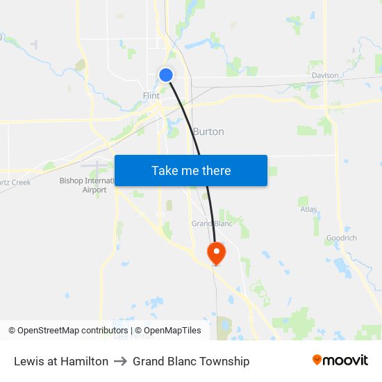 Lewis at Hamilton to Grand Blanc Township map