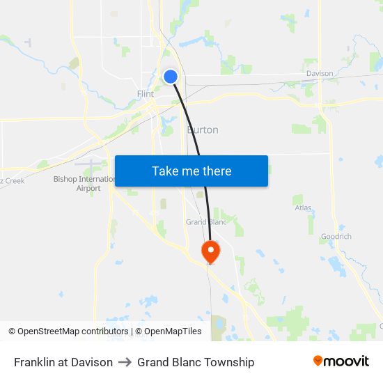 Franklin at Davison to Grand Blanc Township map