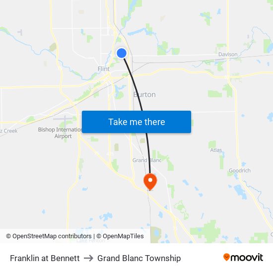 Franklin at Bennett to Grand Blanc Township map