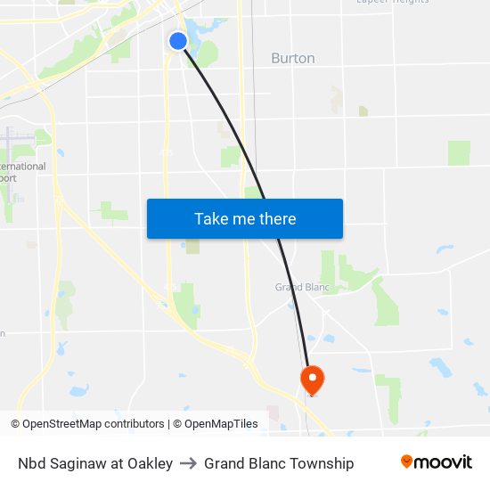 Nbd Saginaw at Oakley to Grand Blanc Township map