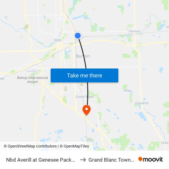 Nbd Averill at Genesee Packaging to Grand Blanc Township map