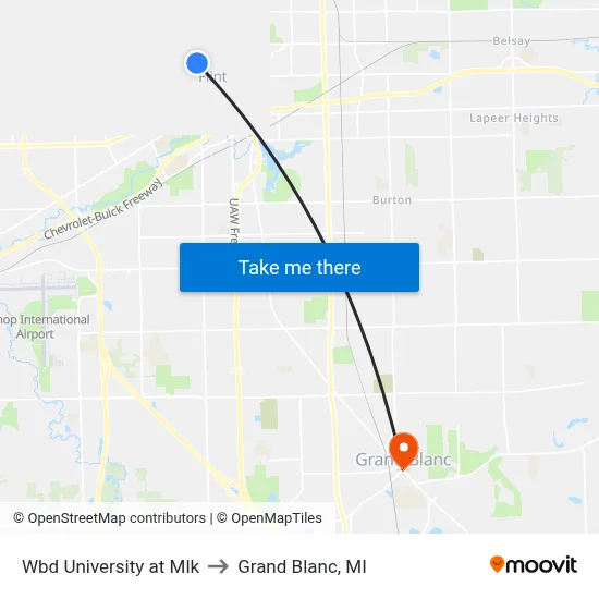 Wbd University at Mlk to Grand Blanc, MI map