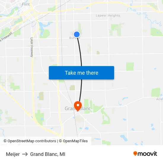 Meijer to Grand Blanc, MI map