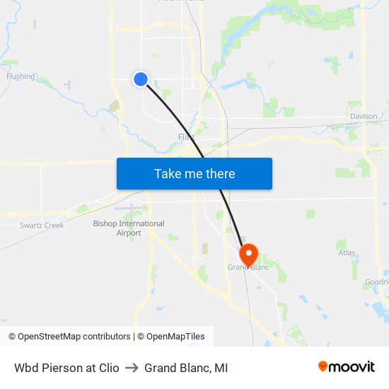 Wbd Pierson at Clio to Grand Blanc, MI map