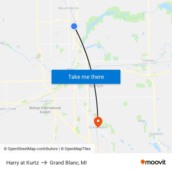 Harry at Kurtz to Grand Blanc, MI map