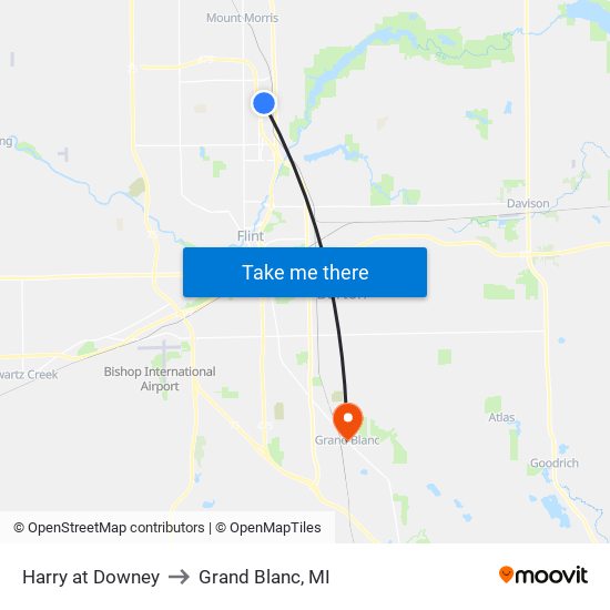 Harry at Downey to Grand Blanc, MI map