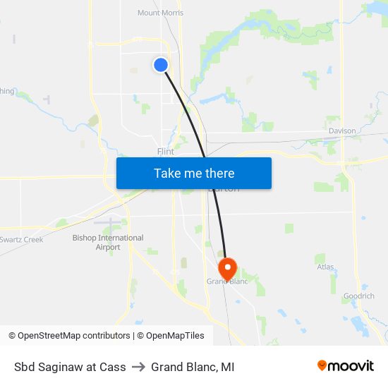 Sbd Saginaw at Cass to Grand Blanc, MI map