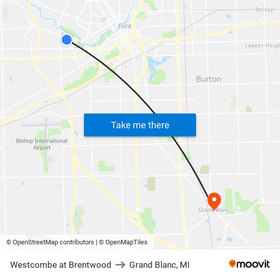 Westcombe at Brentwood to Grand Blanc, MI map