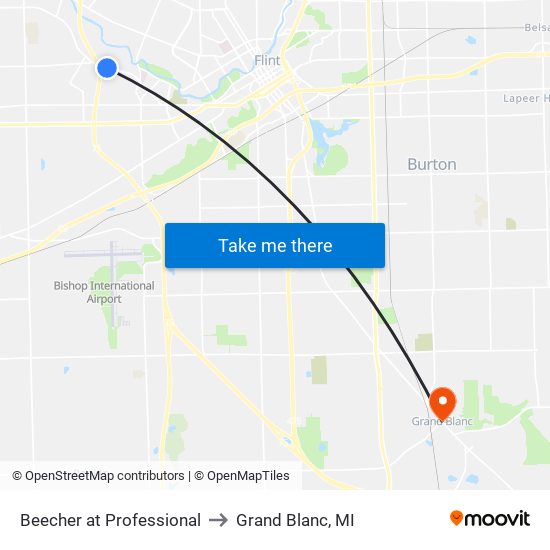 Beecher at Professional to Grand Blanc, MI map