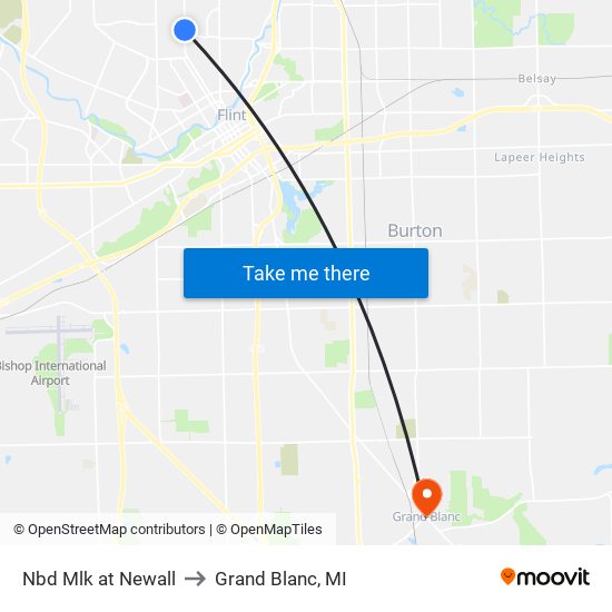 Nbd Mlk at Newall to Grand Blanc, MI map