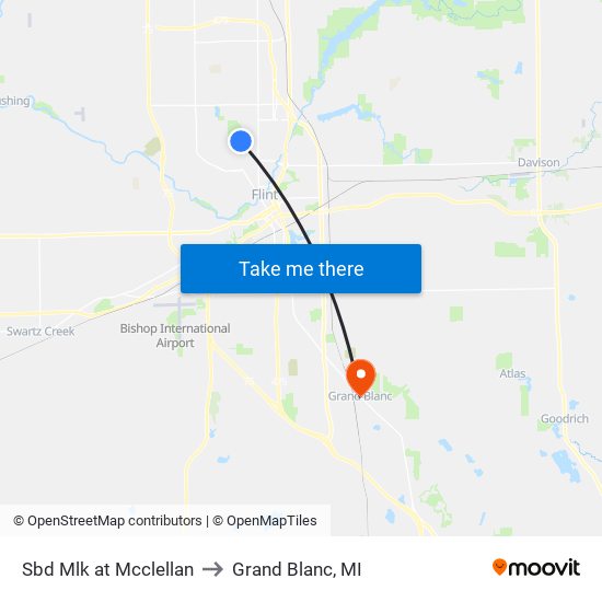 Sbd Mlk at Mcclellan to Grand Blanc, MI map