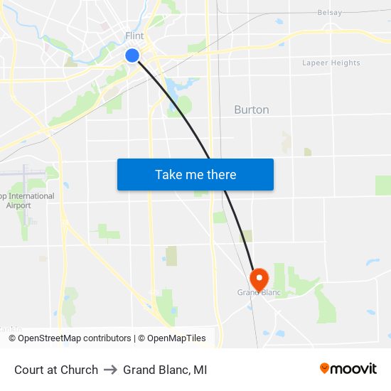 Court at Church to Grand Blanc, MI map