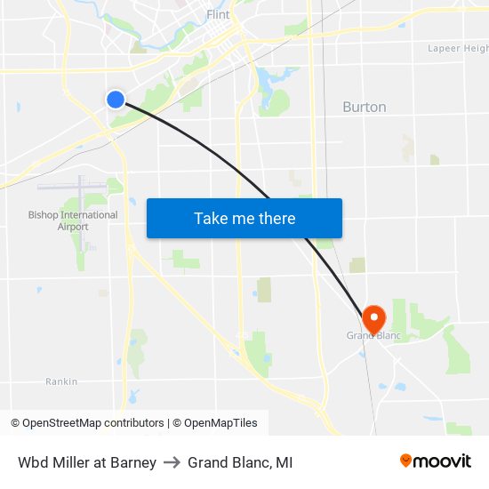 Wbd Miller at Barney to Grand Blanc, MI map