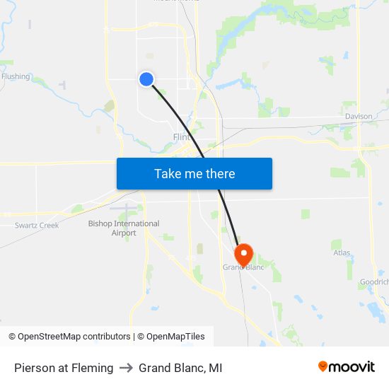 Pierson at Fleming to Grand Blanc, MI map