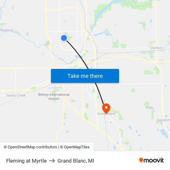 Fleming at Myrtle to Grand Blanc, MI map