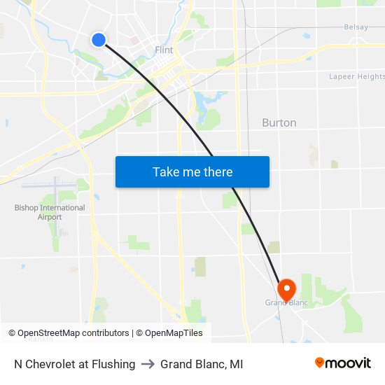 N Chevrolet at Flushing to Grand Blanc, MI map