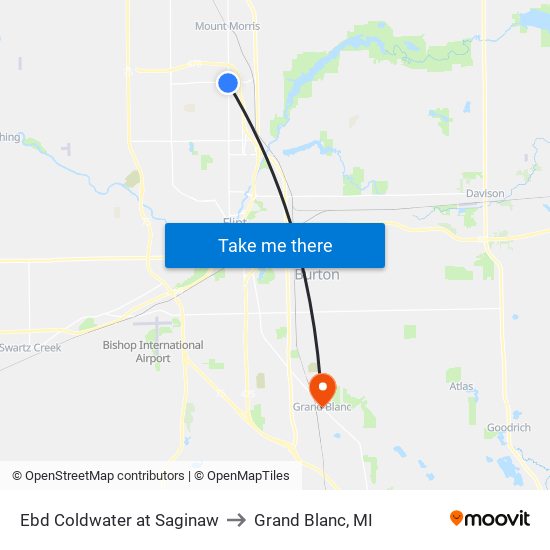 Ebd Coldwater at Saginaw to Grand Blanc, MI map