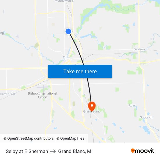 Selby at E Sherman to Grand Blanc, MI map