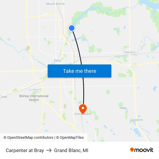 Carpenter at Bray to Grand Blanc, MI map