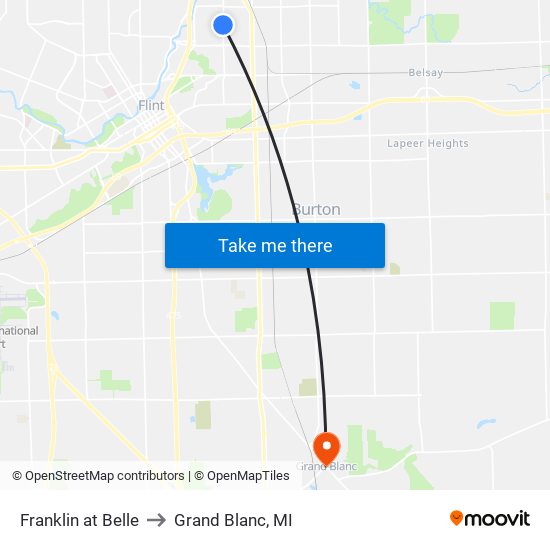 Franklin at Belle to Grand Blanc, MI map
