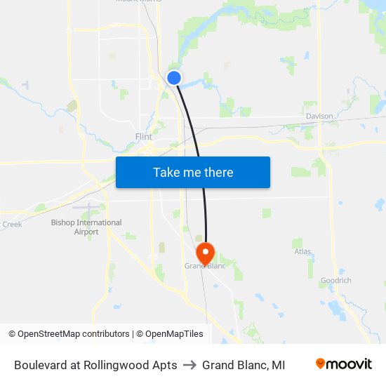 Boulevard at Rollingwood Apts to Grand Blanc, MI map