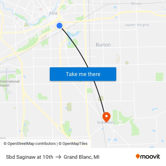 Sbd Saginaw at 10th to Grand Blanc, MI map