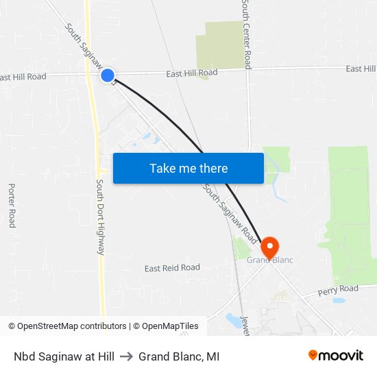 Nbd Saginaw at Hill to Grand Blanc, MI map
