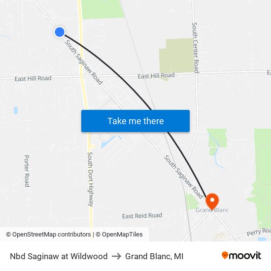 Nbd Saginaw at Wildwood to Grand Blanc, MI map