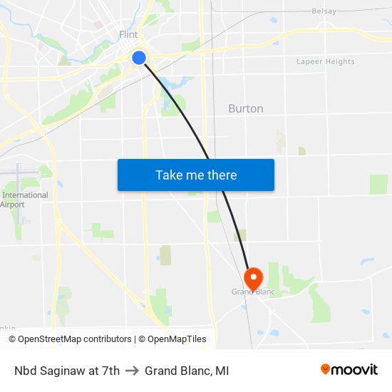 Nbd Saginaw at 7th to Grand Blanc, MI map