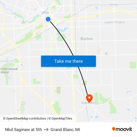 Nbd Saginaw at 5th to Grand Blanc, MI map