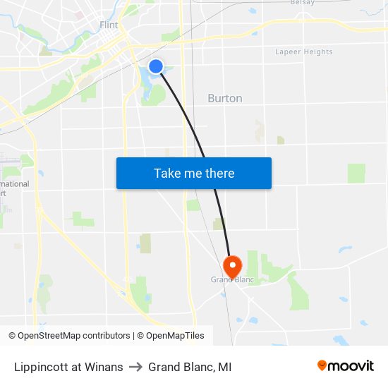 Lippincott at Winans to Grand Blanc, MI map