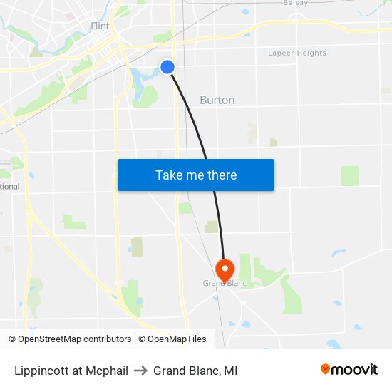 Lippincott at Mcphail to Grand Blanc, MI map