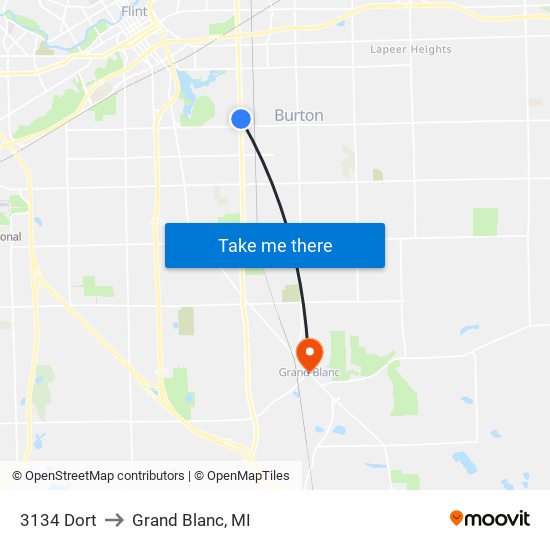 3134 Dort to Grand Blanc, MI map