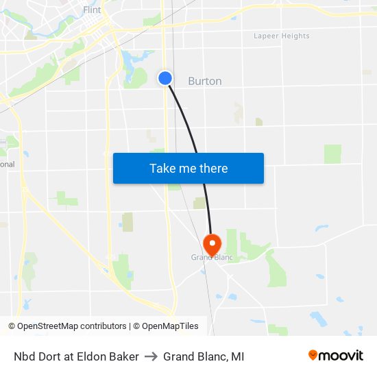 Nbd Dort at Eldon Baker to Grand Blanc, MI map