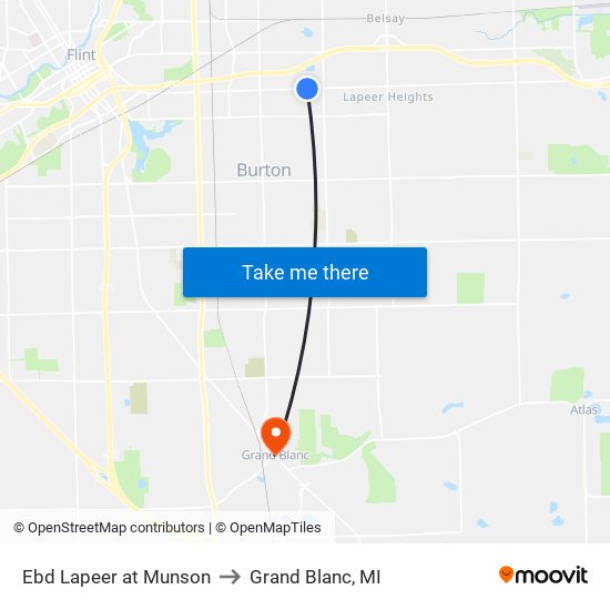 Ebd Lapeer at Munson to Grand Blanc, MI map