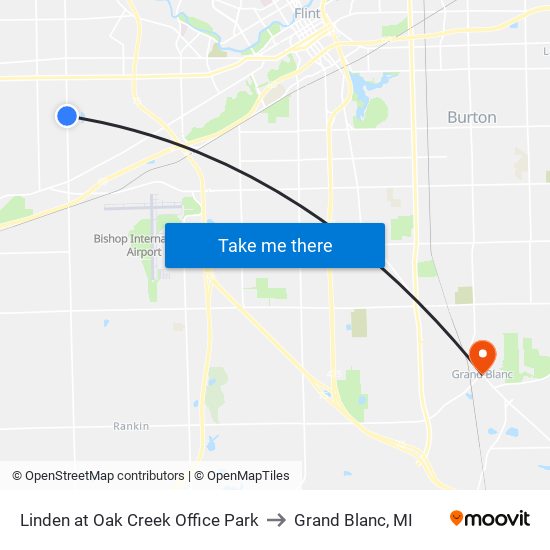 Linden at Oak Creek Office Park to Grand Blanc, MI map
