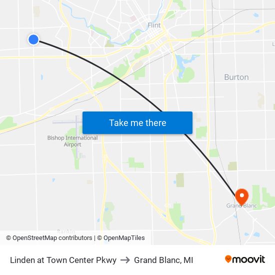 Linden at Town Center Pkwy to Grand Blanc, MI map