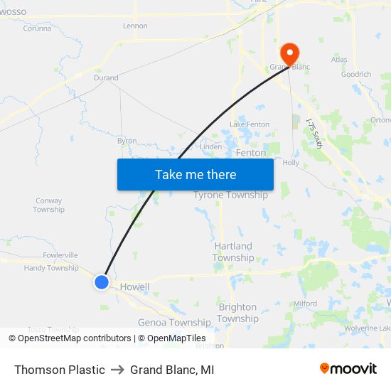 Thomson Plastic to Grand Blanc, MI map