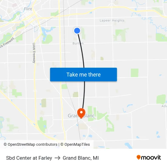 Sbd Center at Farley to Grand Blanc, MI map