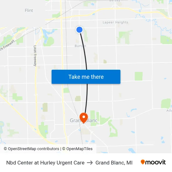 Nbd Center at Hurley Urgent Care to Grand Blanc, MI map