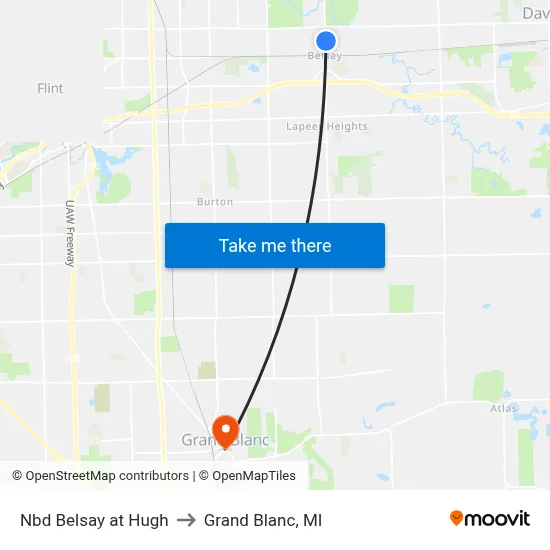 Nbd Belsay at Hugh to Grand Blanc, MI map