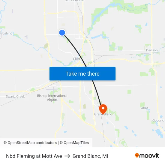 Nbd Fleming at Mott Ave to Grand Blanc, MI map